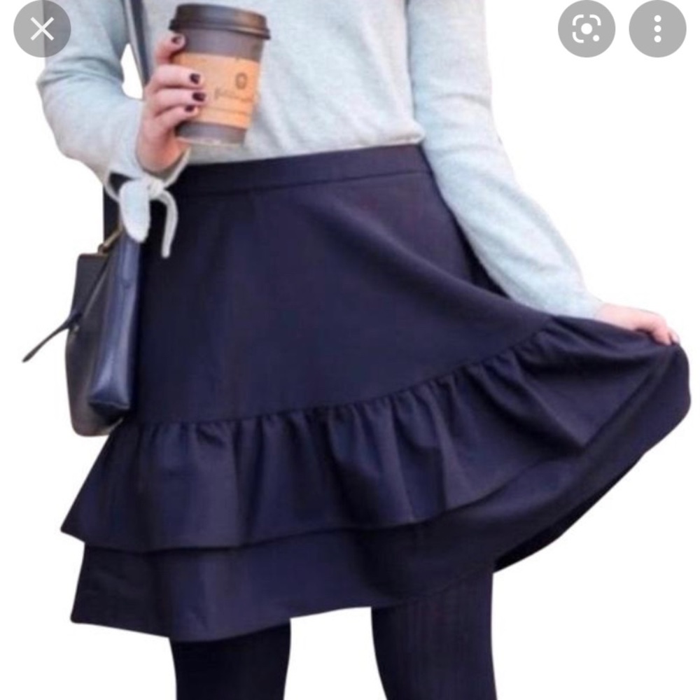 J. Crew Navy wool flannel ruffle skirt sz 4 NWT